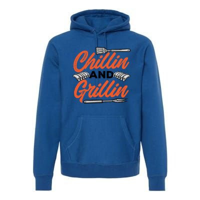 Bbq Barbeque Chillin And Grillin Funny Gift Premium Hoodie