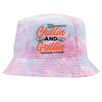 Bbq Barbeque Chillin And Grillin Funny Gift Tie-Dyed Bucket Hat