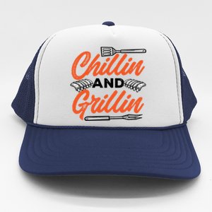 Bbq Barbeque Chillin And Grillin Funny Gift Trucker Hat