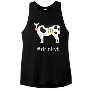 Beer Brew Cow Drinkvt Ladies PosiCharge Tri-Blend Wicking Tank