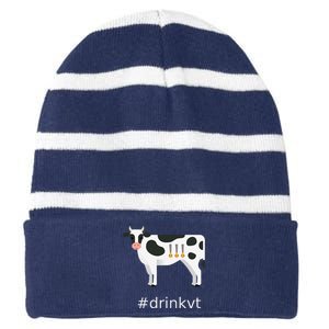 Beer Brew Cow Drinkvt Striped Beanie with Solid Band