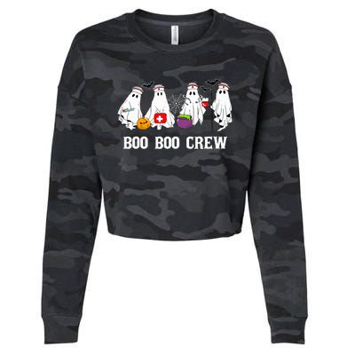 Boo Boo Crew Nurse Funny Ghost Halloween Nursing Cropped Pullover Crew