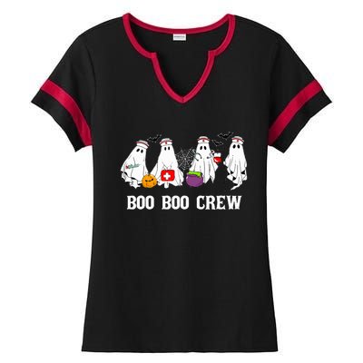 Boo Boo Crew Nurse Funny Ghost Halloween Nursing Ladies Halftime Notch Neck Tee