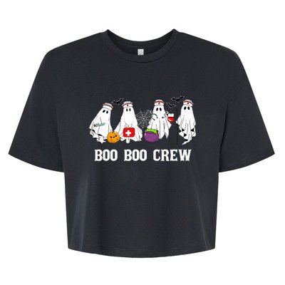 Boo Boo Crew Nurse Funny Ghost Halloween Nursing Bella+Canvas Jersey Crop Tee