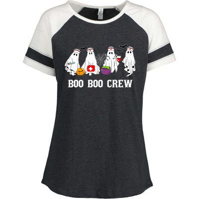 Boo Boo Crew Nurse Funny Ghost Halloween Nursing Enza Ladies Jersey Colorblock Tee