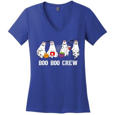 Boo Boo Crew Nurse Funny Ghost Halloween Nursing Women's V-Neck T-Shirt