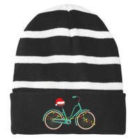 Bike Bicycle Christmas Santa Hat Xmas Striped Beanie with Solid Band