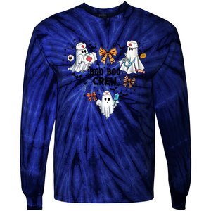 Boo Boo Crew Ghost Nurse Halloween Tie-Dye Long Sleeve Shirt