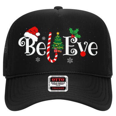 BEST BELIEVE CHRISTMAS PAJAMA EVER Xmas Family Funny High Crown Mesh Back Trucker Hat