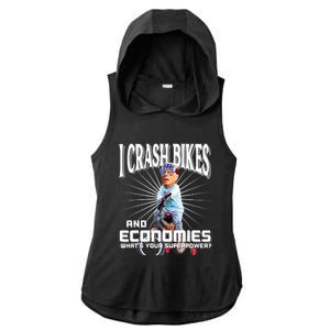 Biden Bicycle Crash Bike Wreck Usa Ridin With Biden Falling Ladies PosiCharge Tri-Blend Wicking Draft Hoodie Tank