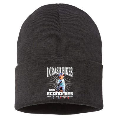 Biden Bicycle Crash Bike Wreck Usa Ridin With Biden Falling Sustainable Knit Beanie