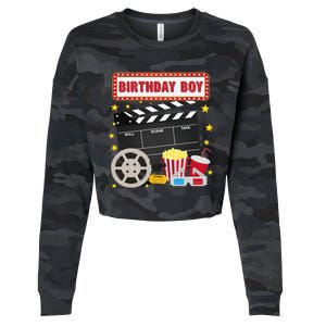 Birthday Boy Crew Movie Night Theme Matching Party Cropped Pullover Crew