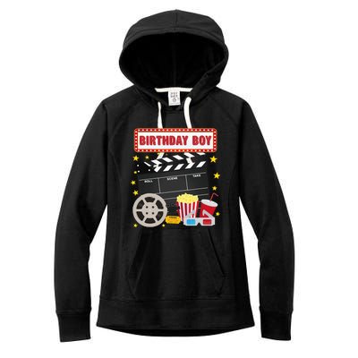 Birthday Boy Crew Movie Night Theme Matching Party Women's Fleece Hoodie