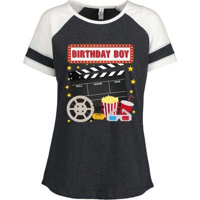 Birthday Boy Crew Movie Night Theme Matching Party Enza Ladies Jersey Colorblock Tee