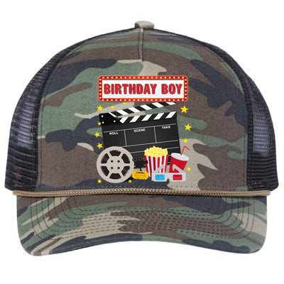 Birthday Boy Crew Movie Night Theme Matching Party Retro Rope Trucker Hat Cap