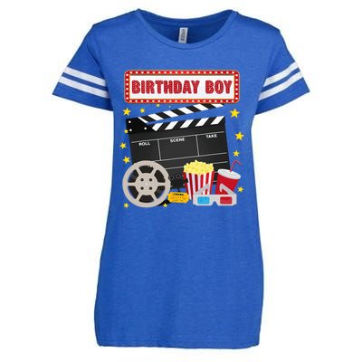 Birthday Boy Crew Movie Night Theme Matching Party Enza Ladies Jersey Football T-Shirt