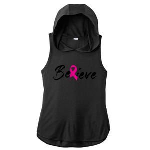 Believe Breast Cancer Awareness Month Ladies PosiCharge Tri-Blend Wicking Draft Hoodie Tank