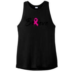 Believe Breast Cancer Awareness Month Ladies PosiCharge Tri-Blend Wicking Tank