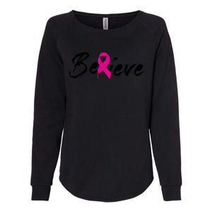 Believe Breast Cancer Awareness Month Womens California Wash Sweatshirt