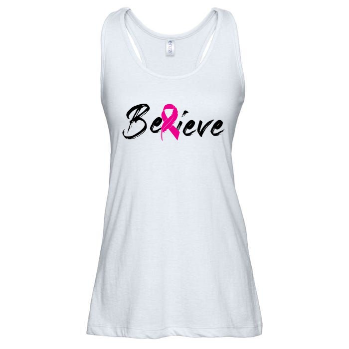 Believe Breast Cancer Awareness Month Ladies Essential Flowy Tank