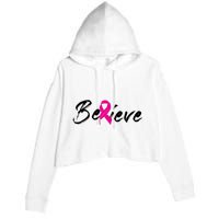 Believe Breast Cancer Awareness Month Crop Fleece Hoodie