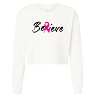 Believe Breast Cancer Awareness Month Cropped Pullover Crew