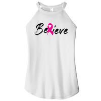 Believe Breast Cancer Awareness Month Women's Perfect Tri Rocker Tank