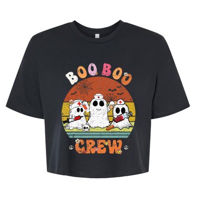 Boo Boo Crew Nurse Ghost Funny Halloween Costume Matching Bella+Canvas Jersey Crop Tee