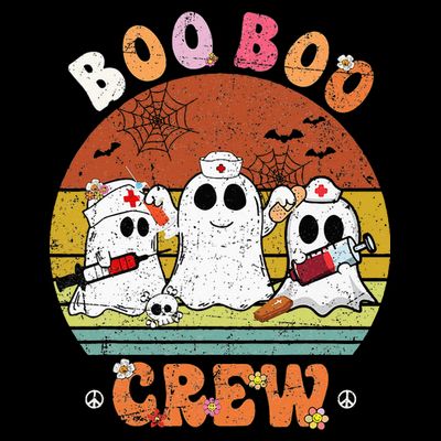 Boo Boo Crew Nurse Ghost Funny Halloween Costume Matching T-Shirt