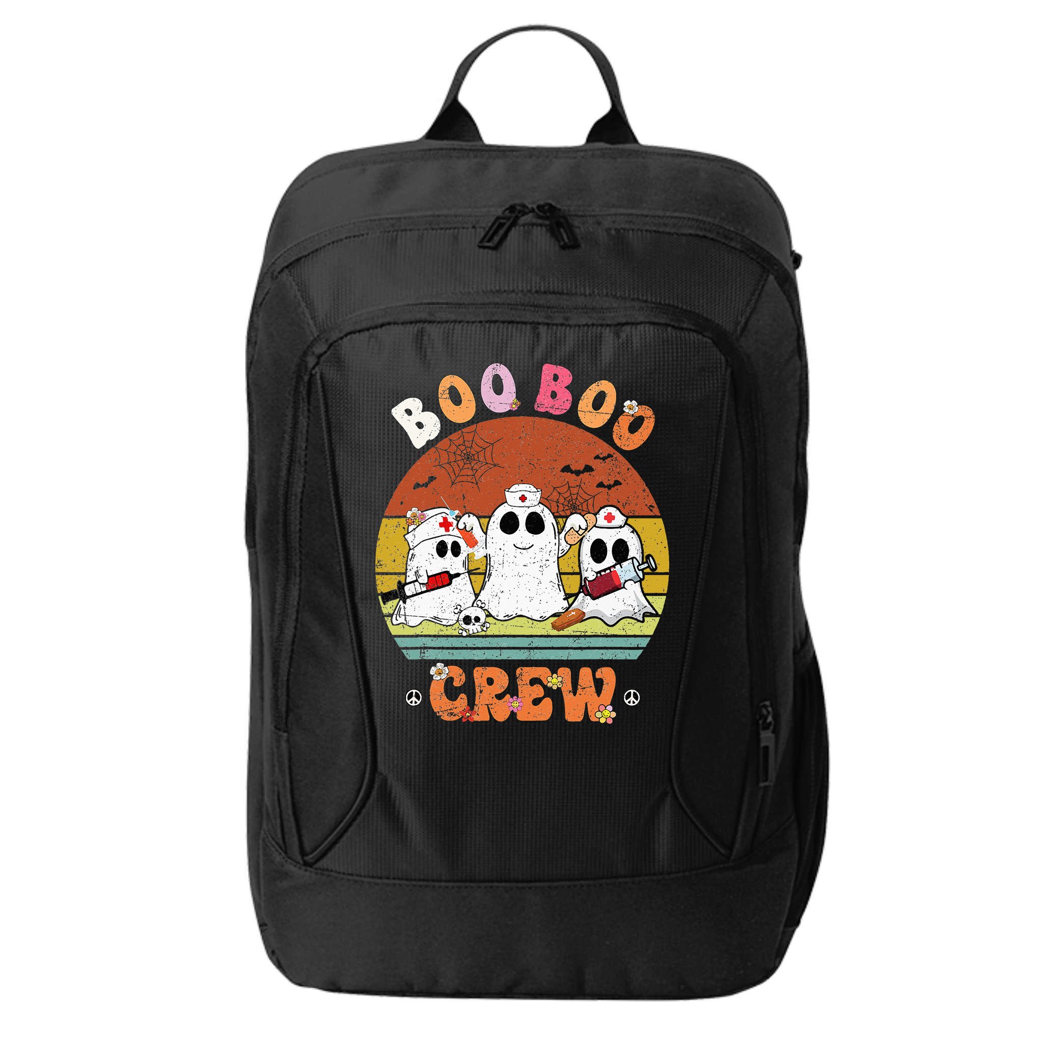 Boo Boo Crew Nurse Ghost Funny Halloween Costume Matching City Backpack