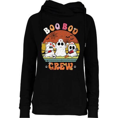 Boo Boo Crew Nurse Ghost Funny Halloween Costume Matching Womens Funnel Neck Pullover Hood