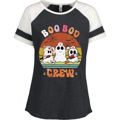 Boo Boo Crew Nurse Ghost Funny Halloween Costume Matching Enza Ladies Jersey Colorblock Tee