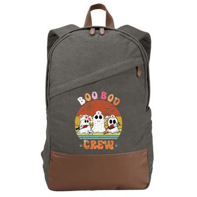 Boo Boo Crew Nurse Ghost Funny Halloween Costume Matching Cotton Canvas Backpack