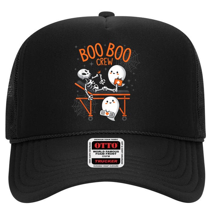 Boo Boo Crew Ghost Doctor Paramedic Emt Nurse Halloween High Crown Mesh Back Trucker Hat