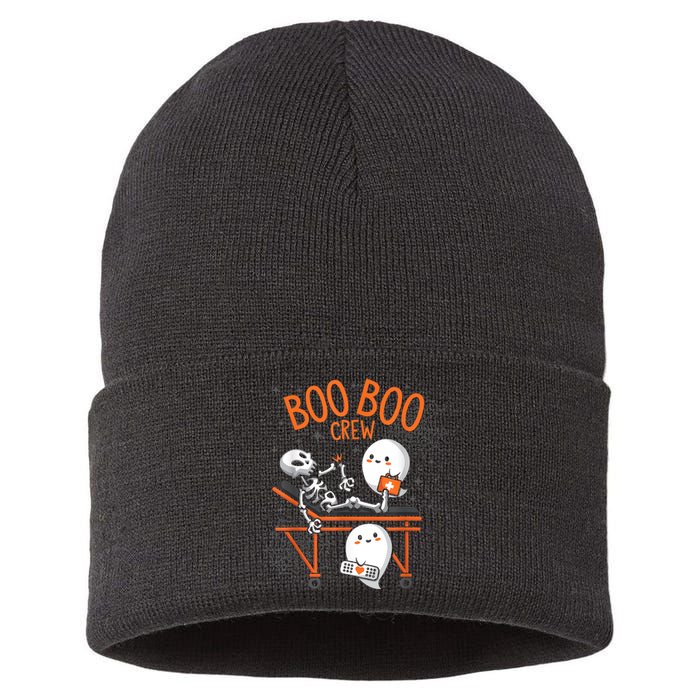 Boo Boo Crew Ghost Doctor Paramedic Emt Nurse Halloween Sustainable Knit Beanie