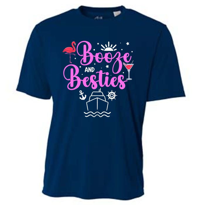 Booze Besties Cruise Vacation Girl Trip Weekend BFF Cooling Performance Crew T-Shirt