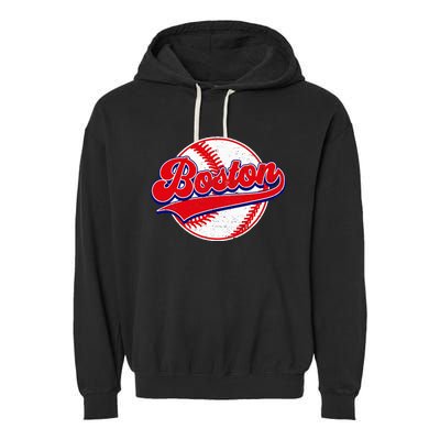 Boston Baseball Cityscape Distressed Women Garment-Dyed Fleece Hoodie