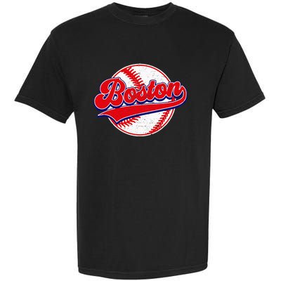 Boston Baseball Cityscape Distressed Women Garment-Dyed Heavyweight T-Shirt