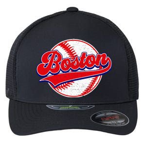 Boston Baseball Cityscape Distressed Women Flexfit Unipanel Trucker Cap