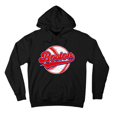 Boston Baseball Cityscape Distressed Women Hoodie