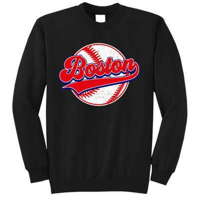 Boston Baseball Cityscape Distressed Women Sweatshirt