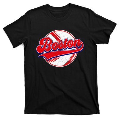 Boston Baseball Cityscape Distressed Women T-Shirt