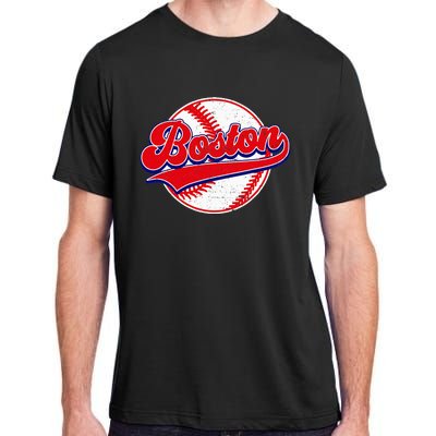 Boston Baseball Cityscape Distressed Women Adult ChromaSoft Performance T-Shirt