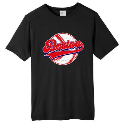 Boston Baseball Cityscape Distressed Women Tall Fusion ChromaSoft Performance T-Shirt