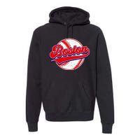 Boston Baseball Cityscape Distressed Women Premium Hoodie