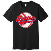 Boston Baseball Cityscape Distressed Women Premium T-Shirt