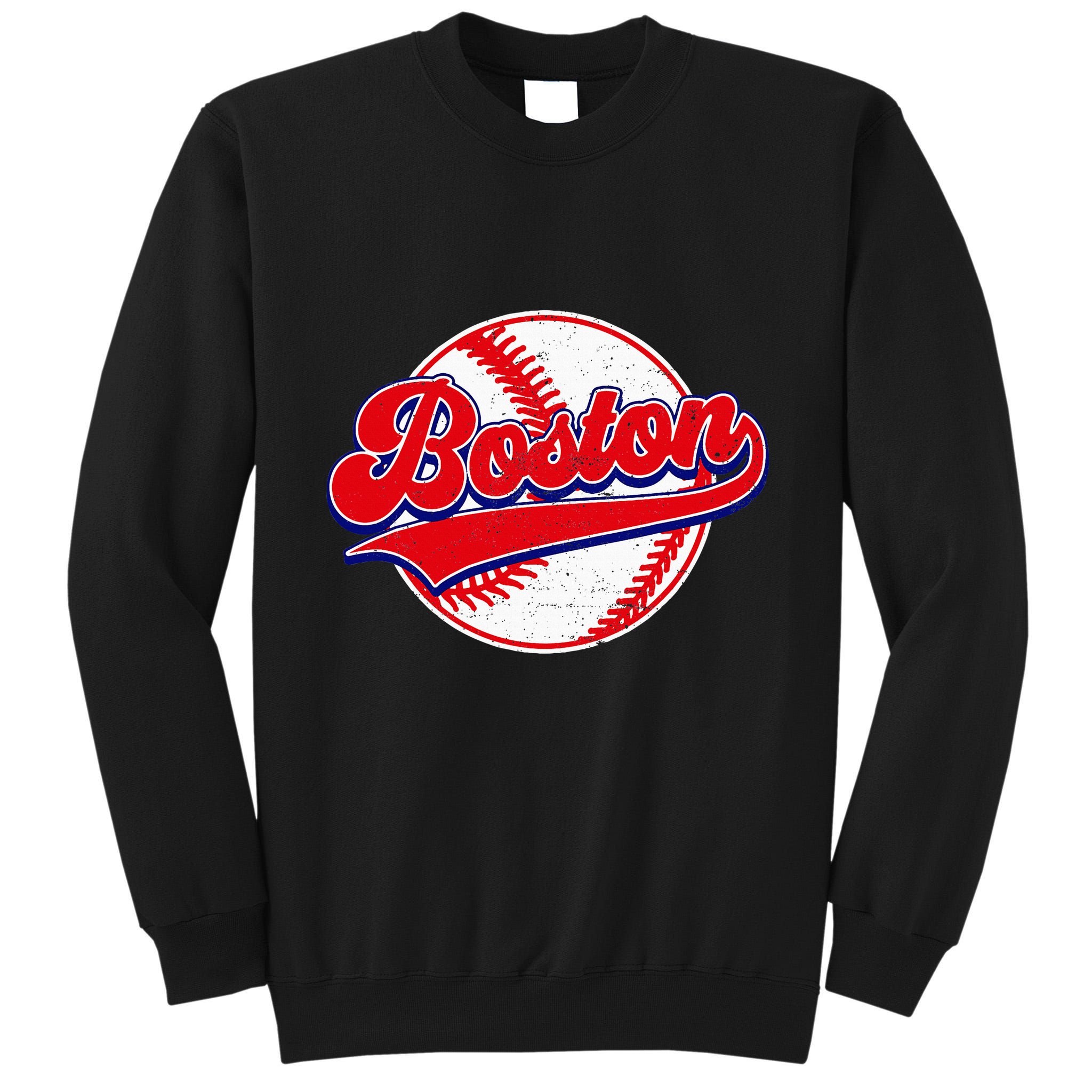 Boston Baseball Cityscape Distressed Women Tall Sweatshirt