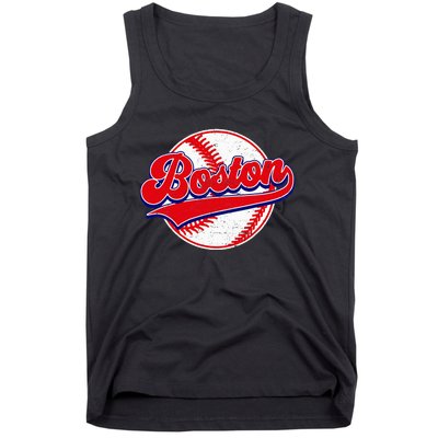 Boston Baseball Cityscape Distressed Women Tank Top