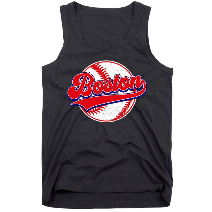 Boston Baseball Cityscape Distressed Women Tank Top