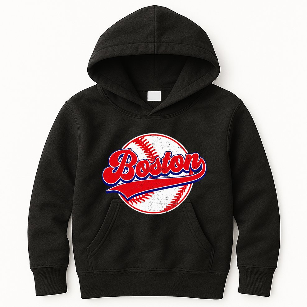 Boston Baseball Cityscape Distressed Women Kids Hoodie